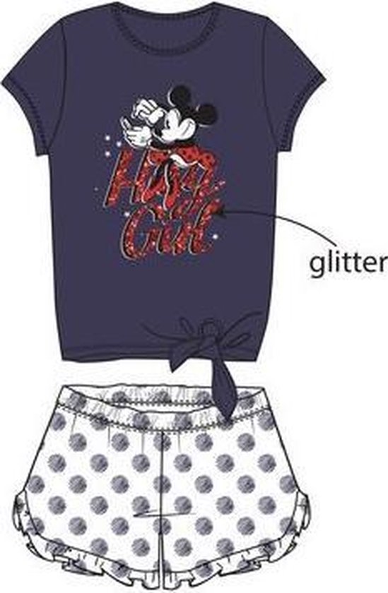 Disney Minnie Mouse set - navy/wit - maat 122/128 (8 jaar)