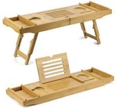 SIEPS Luxe Badplank - Badrek - 2-in-1 Badplank & Bedtafel - Bamboe - Tablethouder Uitschuifbaar en Verstelbaar