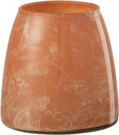 J-Line Theelichthouder Rosa Glas Oranje Small