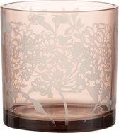 J-Line Windlicht Bloem Glas Roze Large