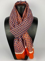 Sjaal Gerard Pasquier met print in vrolijke kleuren / 80% katoen met 20% viscose