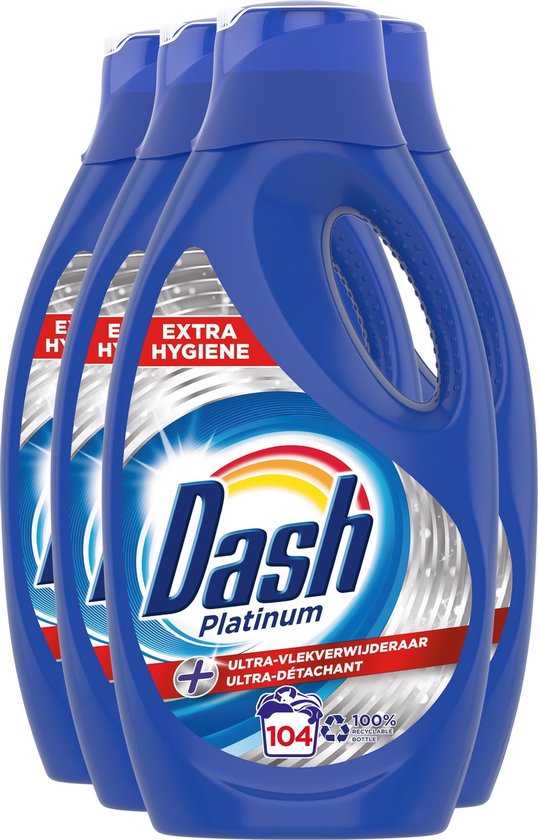 Dash Platinum Wasmiddel +Ultra Vlekverwijderaar - Voordeelverpakking 4 x 26 Wasbeurten - Vloeibaar Wasmiddel