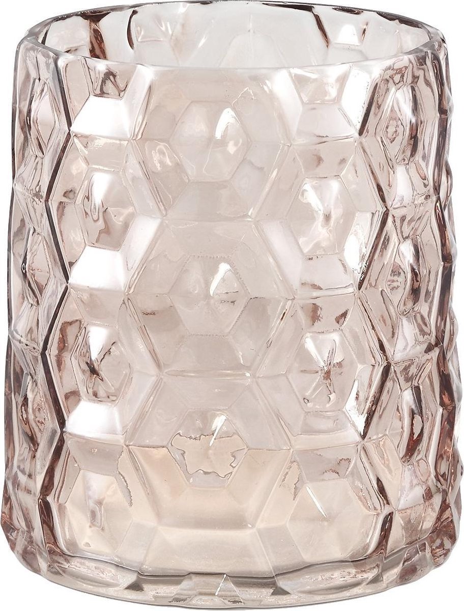 PTMD Asta Rond Theelicht - H17 x Ø 13 cm - Glas - Bruin