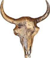 Skull Buffelschedel - Skull - Skull Voor Aan De Muur - Buffelschedel - Wanddecoratie - Dierenschedel - Dierenhoofd - Cadeau - Decoratie - Goud - 24 Cm Breed
