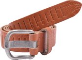 Riem - Riemen - Streepjes - Gebroken Cognac - 3 cm - Unisex - 100% Leren - Leder - Riem Maat 105