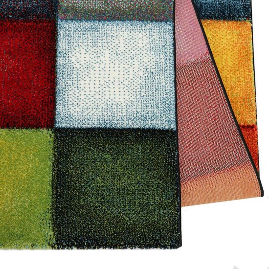Vloerkleed Belis - Blokjes - Multikleur-80 x 150 cm