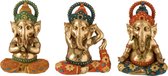 J-Line Beeld Ganesha Yoga Goud/Oranje/Turquoise
