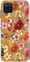 Casetastic Samsung Galaxy A12 (2021) Hoesje - Softcover Hoesje met Design - Flowers Mustard Print