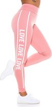 Dames Legging Sport Legging Hoge Taille Fashion Legging love Roze Maat M/L