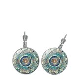 Semyco® - Betoverende oorbellen Yogini Zilverkleurig - Oorhangers - Mandala sjabloon - Blauw