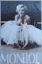 Marilyn Monroe - metalen wandbord - wanddecoratie - retro - zwart wit - alternatief voor poster - 30 x 20 cm