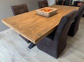 Eettafel Tendenza 3 (rechthoek) - 2.40 x 1.00 tafelblad steigerhout in kleur naar keuze, stalen Matrix-poot | Quattro Design