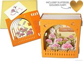 Popcards popupkaarten – Moederdag voor de liefste moeder - Mooi zacht oranje doorkijkbox I love mom, met tuintje waarin prachtige roze bloemen, anjers Moederdag pop-up kaart 3D wen
