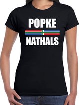 Popke nathals met vlag Groningen t-shirts Gronings dialect zwart voor dames XL
