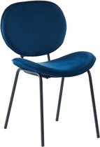 Gebogen stoel in blauw fluweel - Zwart gelakte metalen poten - L58.5 x B56 x H85 cm - SHEILA