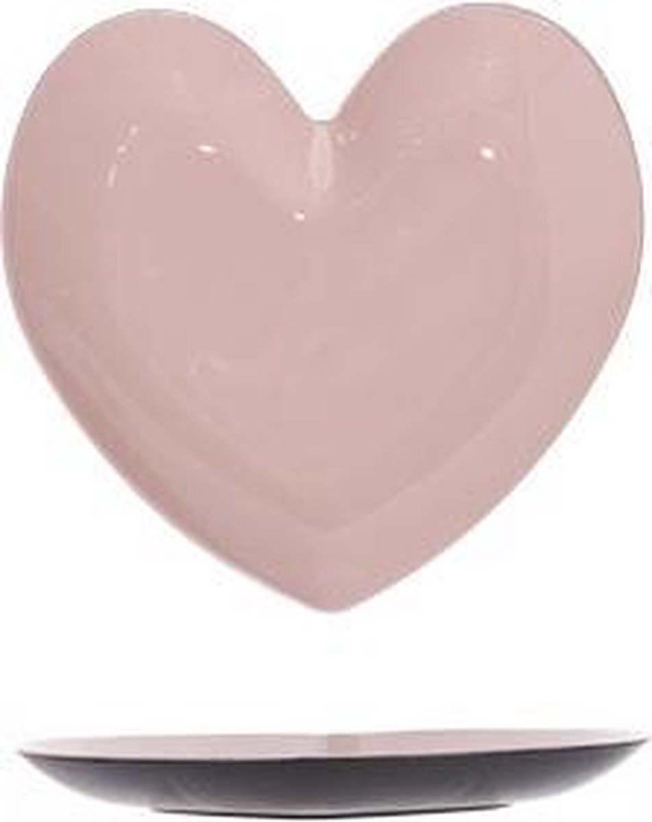 Bord Glossy Roze Hart 18x18xh2cmkunststof (set van 36)