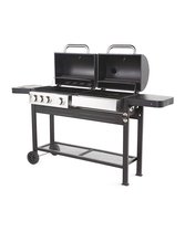 BBQ Master DUO Barbecue Houtskool én Gas! - Grilloppervlak (LxB) 105 x 74 cm - Warmhoudplaat - Kookplaat - Met Wielen - Zwart Design