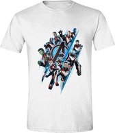 Avengers: Endgame - Diagonal Logo & Characters T-Shirt Wit