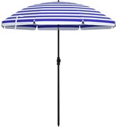 MIRA Home - Parasol - UPF 50+ bescherming - Strand - Polyester - Blauw/Wit - Draagbaar - 180x160