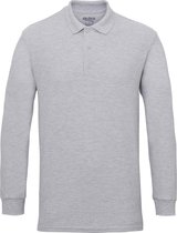 Gildan Heren Lange Mouw Premium Katoen Dubbel Pique-Pique Poloshirt (RS Sport Grijs)