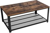 salontafel, salontafel, salontafel met grote plank, bijzettafel, stabiel, metalen frame, eenvoudige structuur, industrieel design, vintage bruinzwart LCT61X