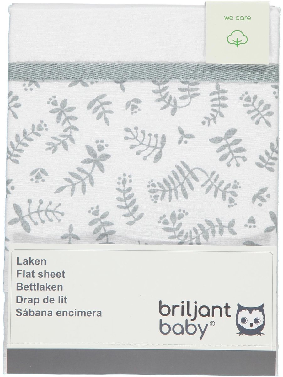 Briljant Baby - Wieglaken - Botanical Organic - Grijs - 75 x 100 cm