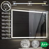 Miroir de salle de bain LED 100x80 cm dimmable, fonction anti-buée