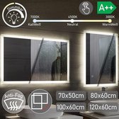 LED Badkamer spiegel 80x60 cm, horizontaal of verticaal te plaatsen, dimbaar