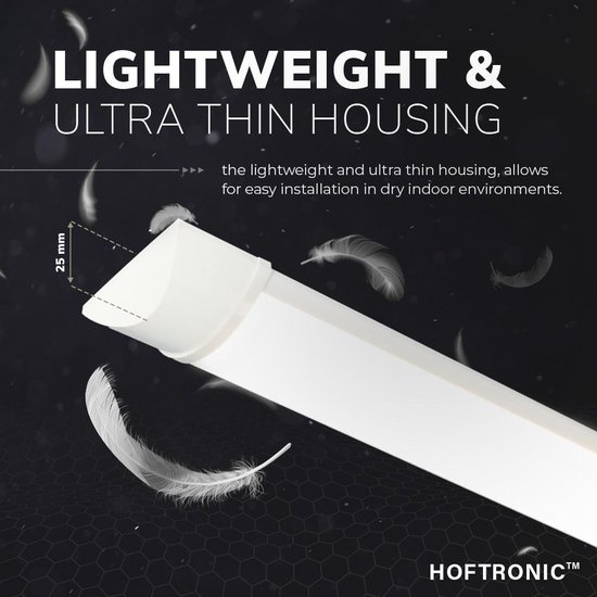 2x HOFTRONIC - LED Batten 120cm - 40W 4800 Lumen - 6400K Daglicht wit - LED TL Armatuur - Voor werkplaats, schuur en als onderbouwverlichting - Incl. montageklemmen & quick connector - 5 jaar garantie - HOFTRONIC