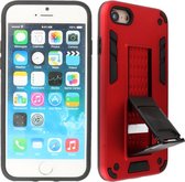 Stand Shockproof Telefoonhoesje - Magnetic Stand Hard Case - Grip Stand Back Cover - Backcover Hoesje voor iPhone SE 2020 - iPhone 8 - iPhone 7 - Rood