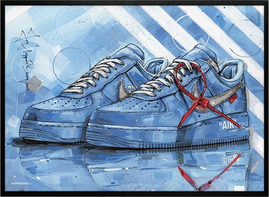 Nike Air Force 1 University Blue peinture (reproduction) 71x51cm | bol.com