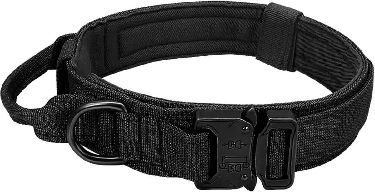 Militaire Tactische Halsband Duitse Shepard Medium Grote Hond Halsbanden Voor Walking Training Duarable Halsband Controle Handvat-zwart M hals 36-48 CM - Beirui