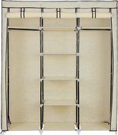 SONGMICS kleerkast, stoffen kast, opvouwbare kleerkast met kledingroedes, kledingrek, opbergruimte, tassen, speelgoed, schoenen, slaapkamer, kleedkamer, 150 x 45 x 175 cm, beige RYG12M