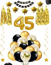 45 jaar verjaardag feest pakket Versiering Ballonnen voor feest 45 jaar. Ballonnen slingers sterren opblaasbare cijfers 45