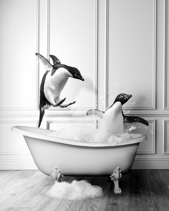 Luxe Wanddecoratie - Fotokunst 'Tub Collection Penguin' - Hoogste kwaliteit Plexiglas - Blind Aluminium Ophangsysteem - 80 x 120 - Akoestisch en UV Werend - inclusief verzending  - ;