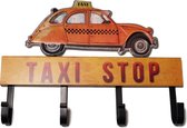 Retro Wandkapstok - Taxi Stop design - 4 haken - 31 cm x 23 cm