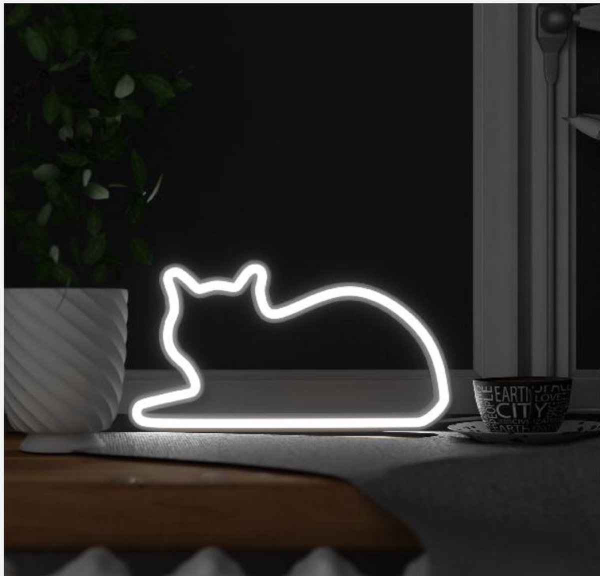 Mustard MEOW led neon light - deco katten lamp - Liggend