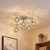 Lindby - plafondlamp - 5 lichts - metaal, kunststof - H: 21.5 cm - G9 - chroom, bont