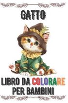 gatto libro da colorare per bambini: gatto libro da colorare per bambini