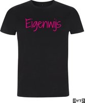 T-shirt | Karaktereigenschappen | Eigenwijs02 - fluor pink, S, Dames
