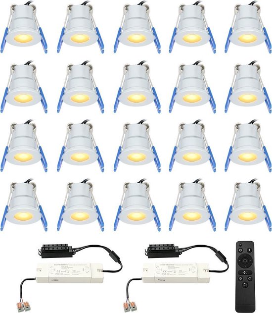 Complete veranda set 20x3W dimbare Milano LED inbouwspots IP65