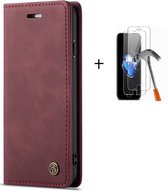 GSMNed - Leren telefoonhoesje rood - hoogwaardig leren bookcase rood - Luxe iPhone X/Xs hoesje - magneetsluiting voor iPhone X/Xs - rood - 1x screenprotector iPhone X/Xs