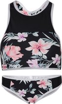 Jongedames bikini sport Retro- Pink flowers - S (Valt klein)