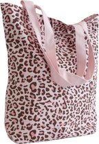 Canvas Schoudertas - tas - Leopard roze - Shopper - Schoudertas