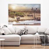 Canvas Schilderij - African Savanne Wildlife Animals - 60 x 90 cm - PosterGuru.nl