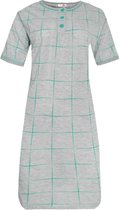 Dames nachthemd korte mouw met blokprint L 40-42 grijs/groen