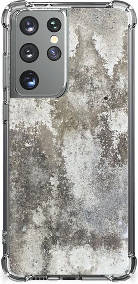 Samsung Galaxy S21 Ultra Anti-Shock Hoesje Beton Print