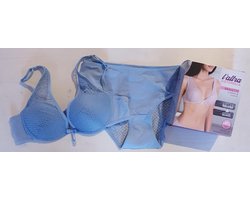 Italiaanse katoenen lingerie set in AZUUR BLAUW, M - 75B