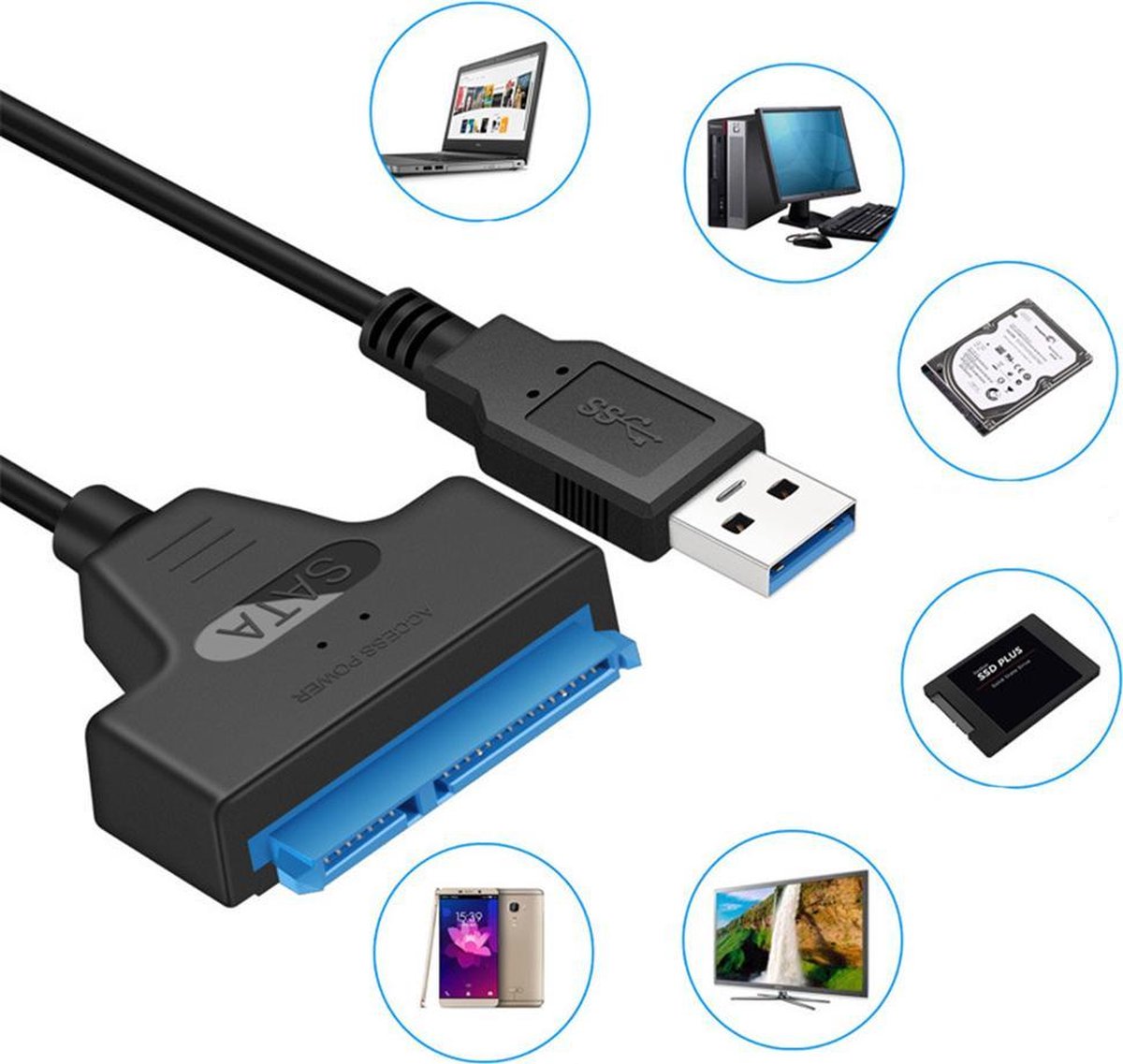 A&K Professionele SATA naar USB Kabel USB 3.0 2.5 inch Harde schijf