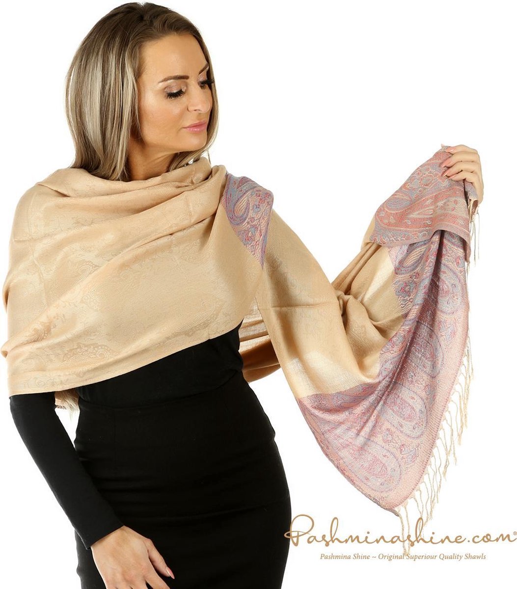 Pashmina Shine-Zand-Beige-Kerst Cadeau-Sjaal Dames-Sjaal Heren-Sjaals-Wrap-Winter-Cashmere-Zijde-Stola-Poncho-Omslagdoek-200*70 cm-Sjaal Dames Winter